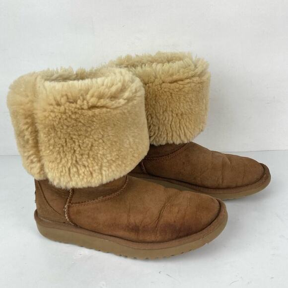 UGG Classic Chestnut Brown Boots Size 5 Genuine Leather/Sheepskin - Picture 3 of 14